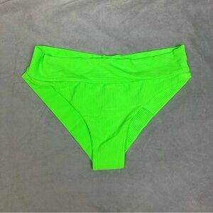 New Frankie’s Bikinis Gavin Neon Green Ribbed Bottoms L